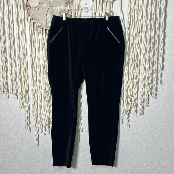 Garnet Hill Black Velvet Pull On Jogger Pants Size 14 - Picture 1 of 10